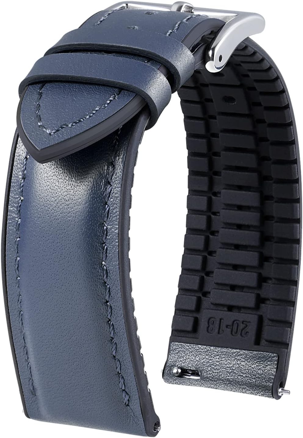 16mm Leather Strap Compatible with SmartWatch Silicone-Lined Breathable