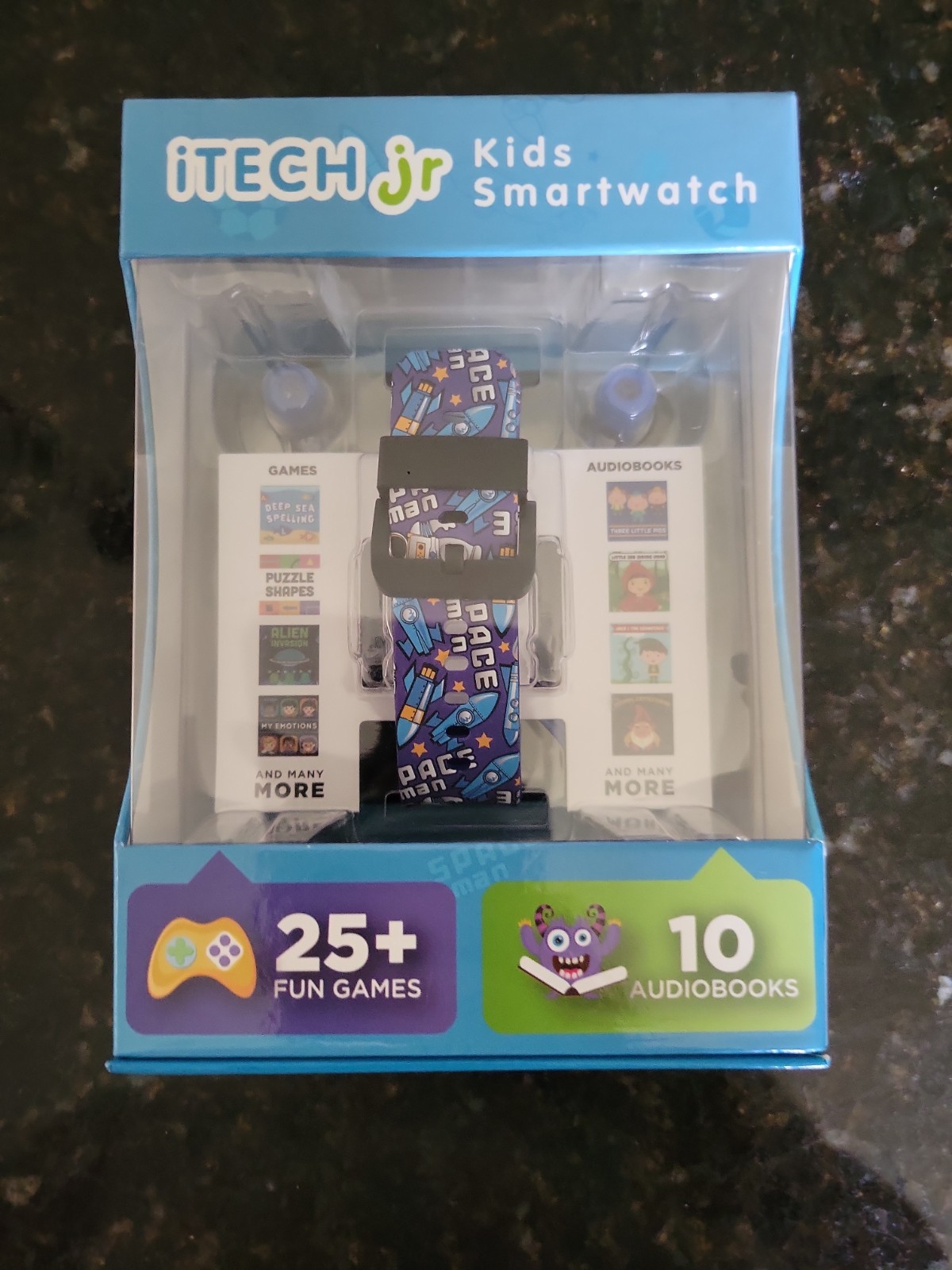 iTech Jr. Kids Smartwatch & Earphones Set Blue Space MP3 Games Audiobooks