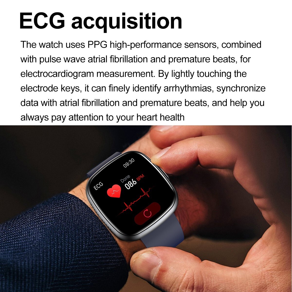 ET593 ECG+PPG AMOLED Smart Watch Waterproof Bluetooth Calling Health Monitoring