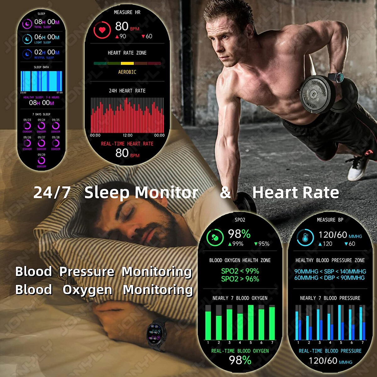 Military Smart Watch for Men(Answer /Make Call)Rugged Heart Rate Fitness Tracker