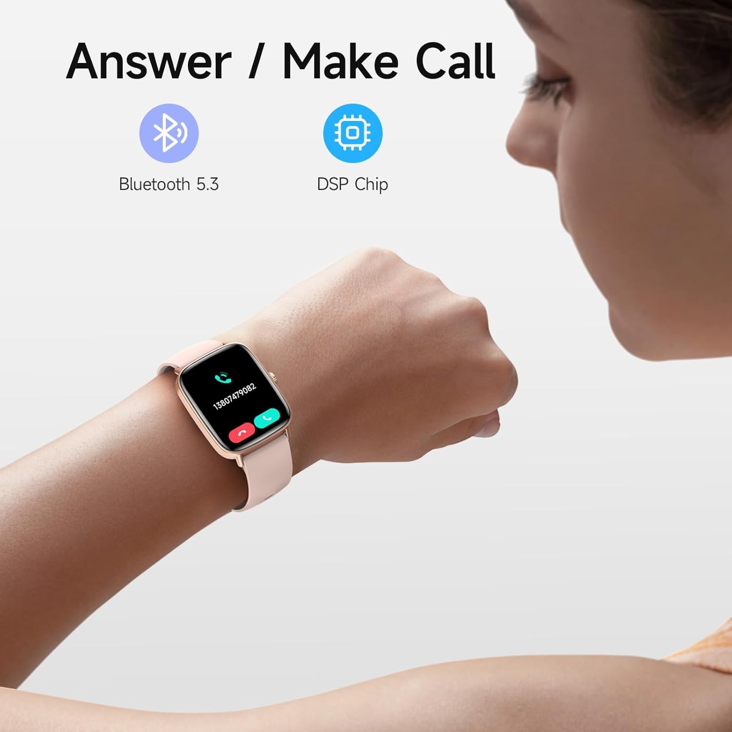 Stylish Smart Watch for Women, 1.85″ HD, Fitness Tracker, IP68 Waterproof
