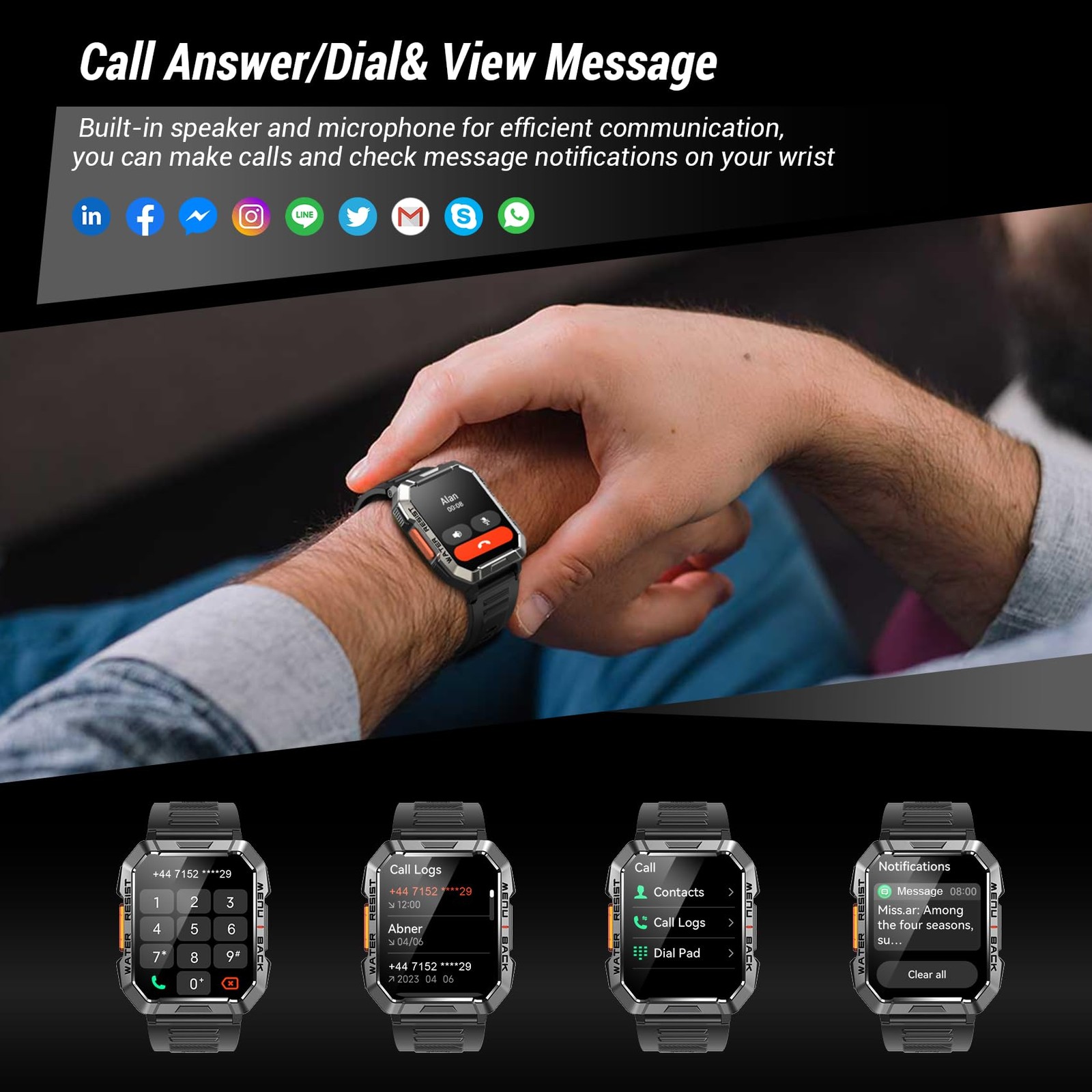Military Smart Watch for Men Answer/Make Calls, 2.01” Smart Watch for Androi…