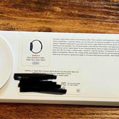 Apple Watch Series 6 40mm Blue Aluminum Case with Deep Navy Sport Band…