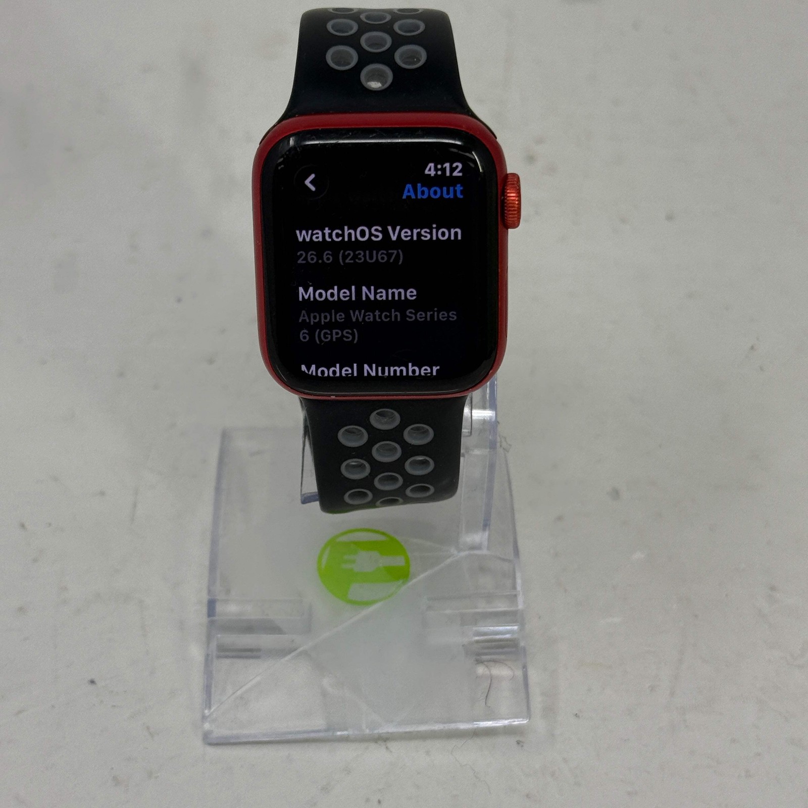 GPS Only Apple Watch Series 6 40MM Red Aluminum Black Nike Sport Loop M00A3LL/A