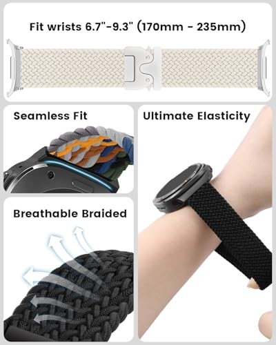 Stretchy Braided Sport Strap Compatible with Samsung Galaxy Watch Ultra 47mm Men