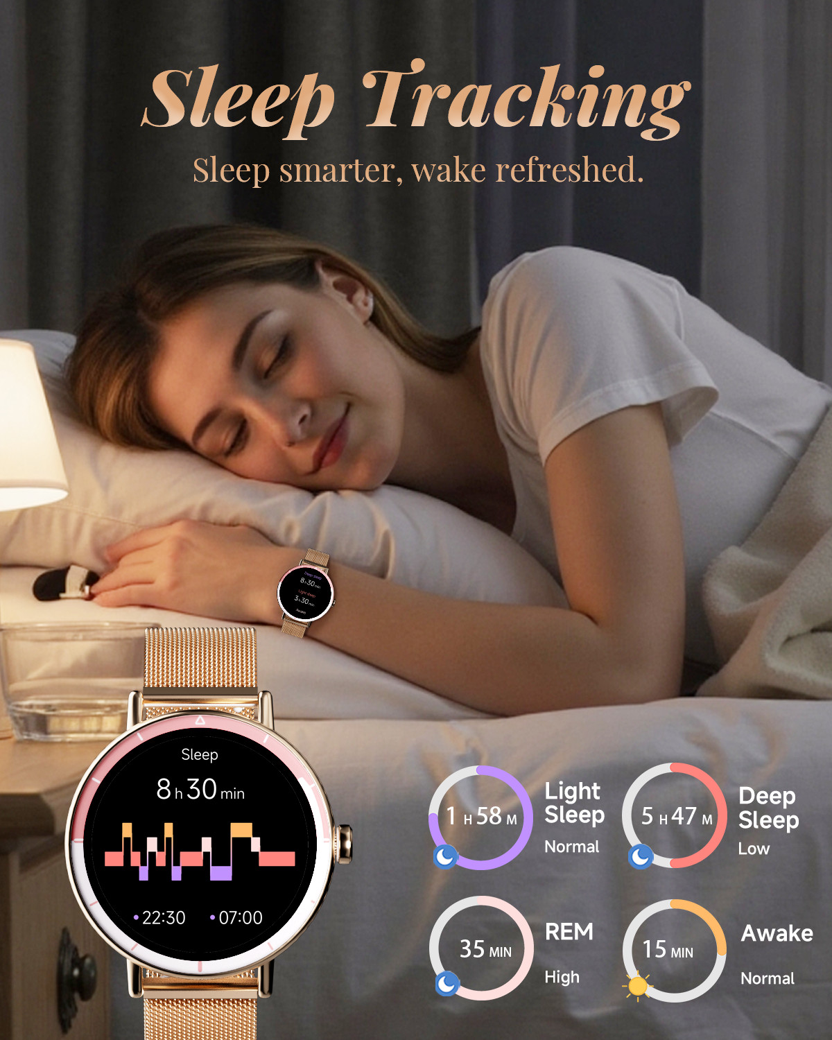 TOOBUR Women’s 40mm Smart Watch, Bluetooth Call, Fitness Tracker HR Sleep IP68