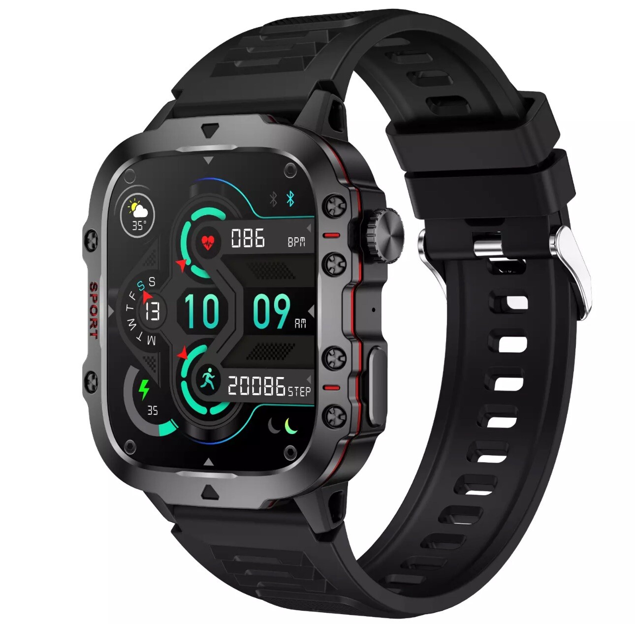 Smart Watch Military Tactical Sport Fitness Tracker for Motorola Moto G (2024)