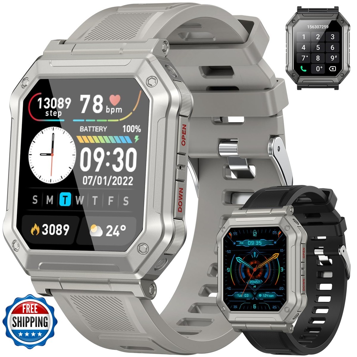 Kimeag Smart Watch Men Fitness Tracker Military Smart Watches Men Digital Mens