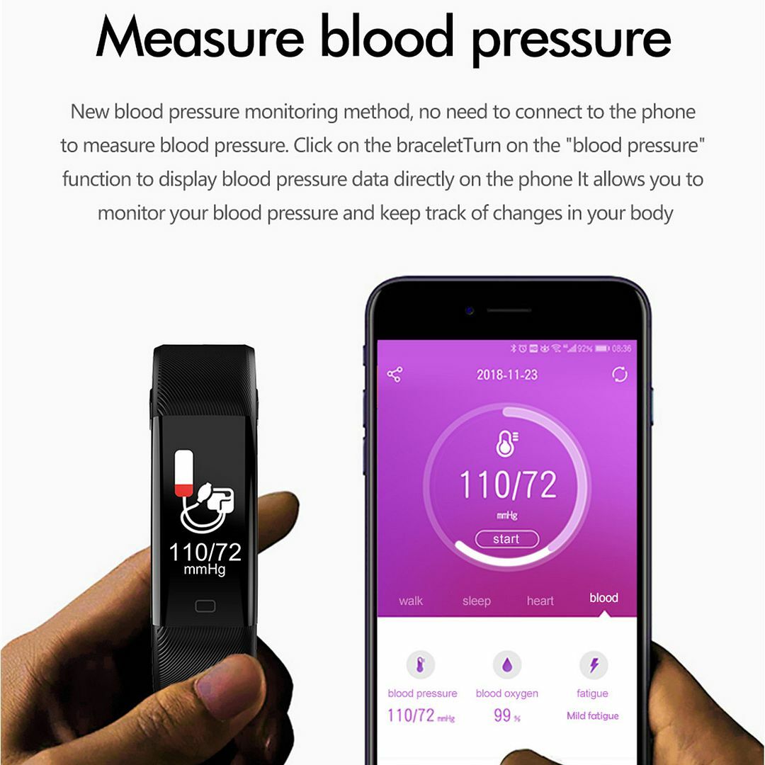 Sport Smart Watch Fitness Tracker Bracelet Bluetooth Notification Handsfree Call