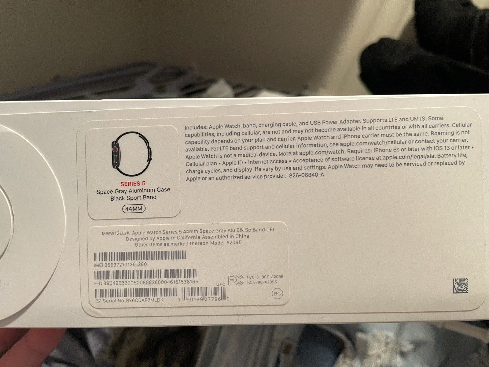 Apple Watch Series 5 44mm Space Gray Aluminum Case with Black Sport Band – S/M &