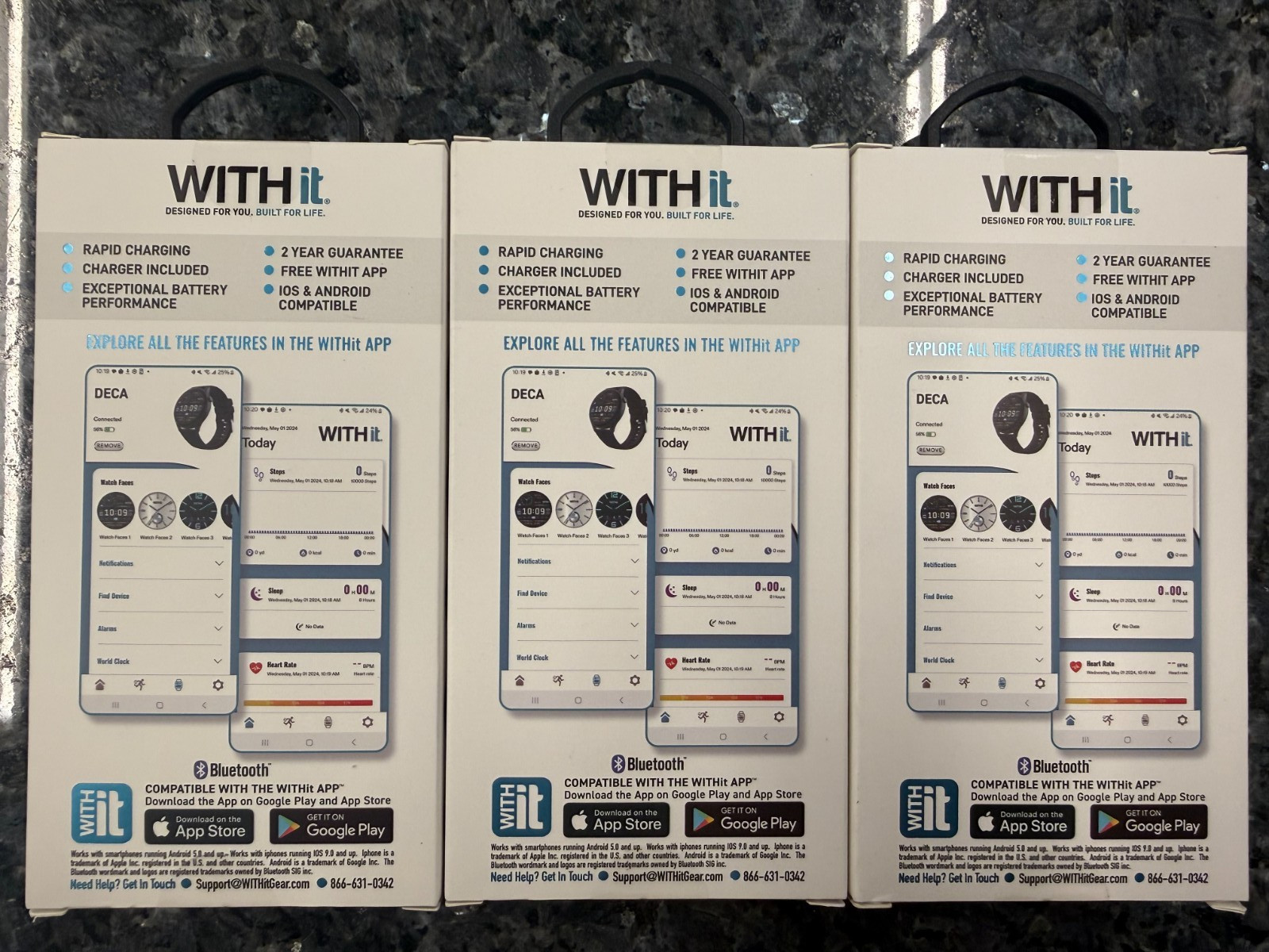ON SALE Withit Smartwatch Black Touchscreen Display LOT OF 3- NEW !!