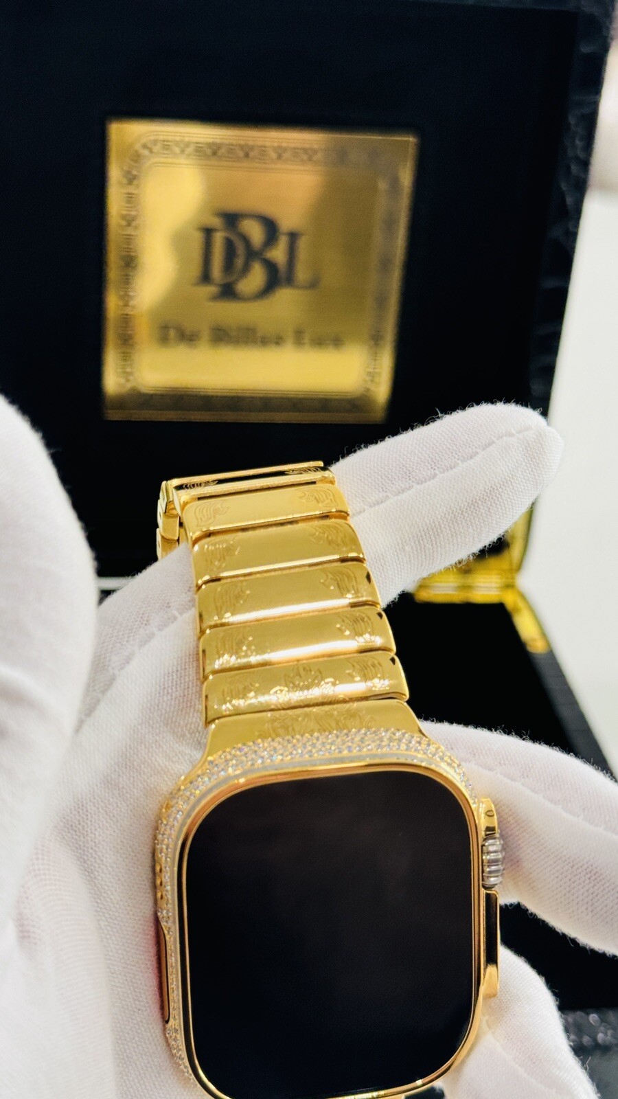24k Gold Plated Apple Watch ULTRA 3 49mm Zircon Diamonds Engraved 24k Gold Band
