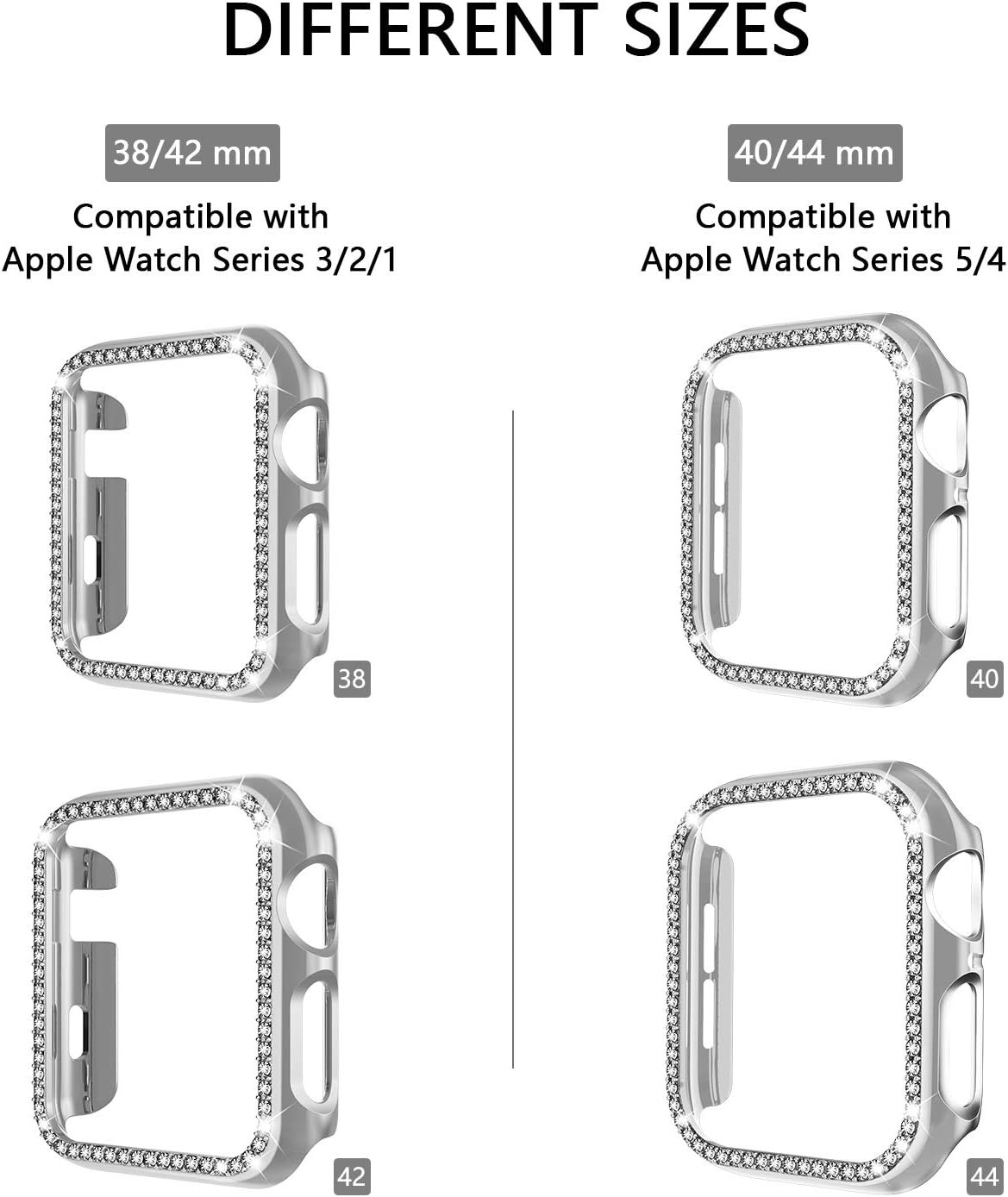 Bling Rhinestone Case For Apple Watch Series 6/5/4 SE 40mm Protective Bumper Cov