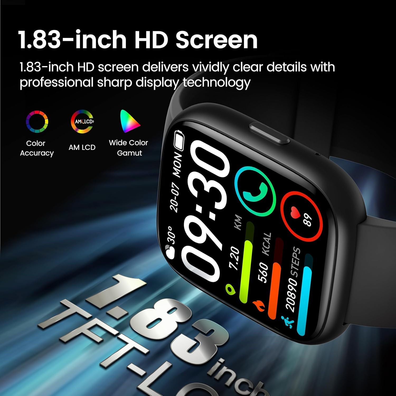 Smart Watch with Alexa Built-In, 1.83″ HD Touchscreen Fitness Tracker with Bluet