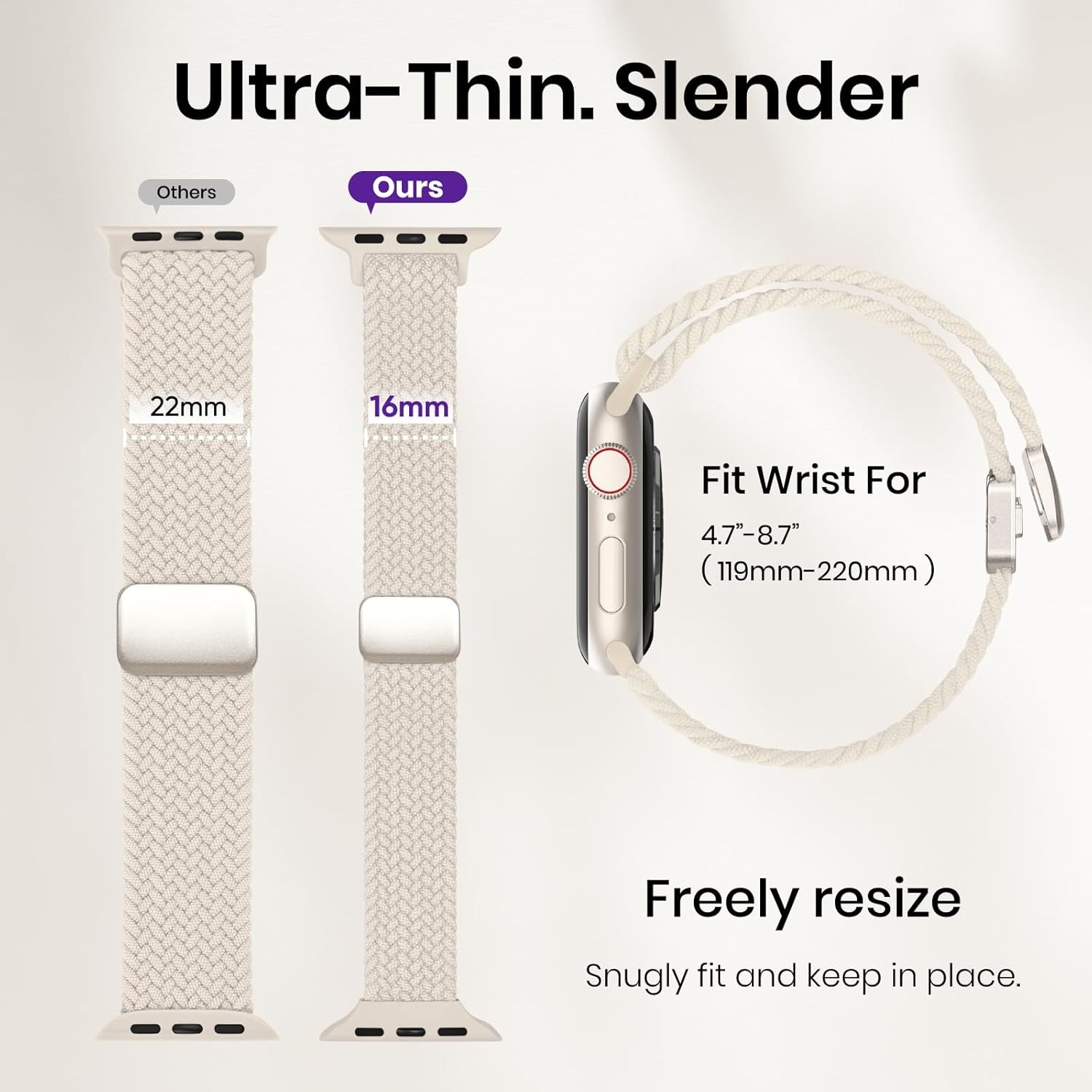 Case For Apple Watch 38mm 40mm 41mm 42mm 44mm 45mm 46mm 49mm, Slim Nylon Strap