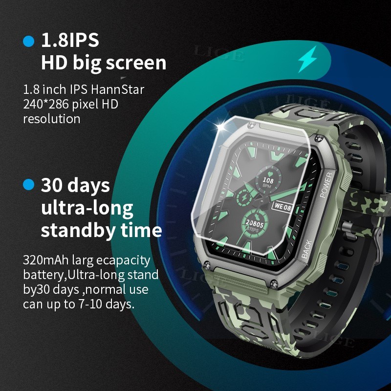 🔥Military Smart Watch for Men(Call Receive/Dial)Rugged Tactical Fitness Tracker
