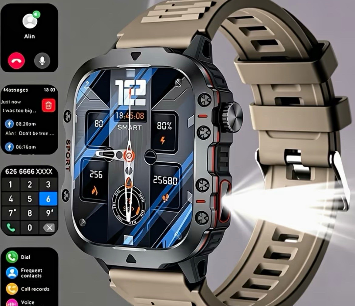 Military Rugged Amazfit GTR 46mm Smartwatch Bluetooth Call Touch Flashlight