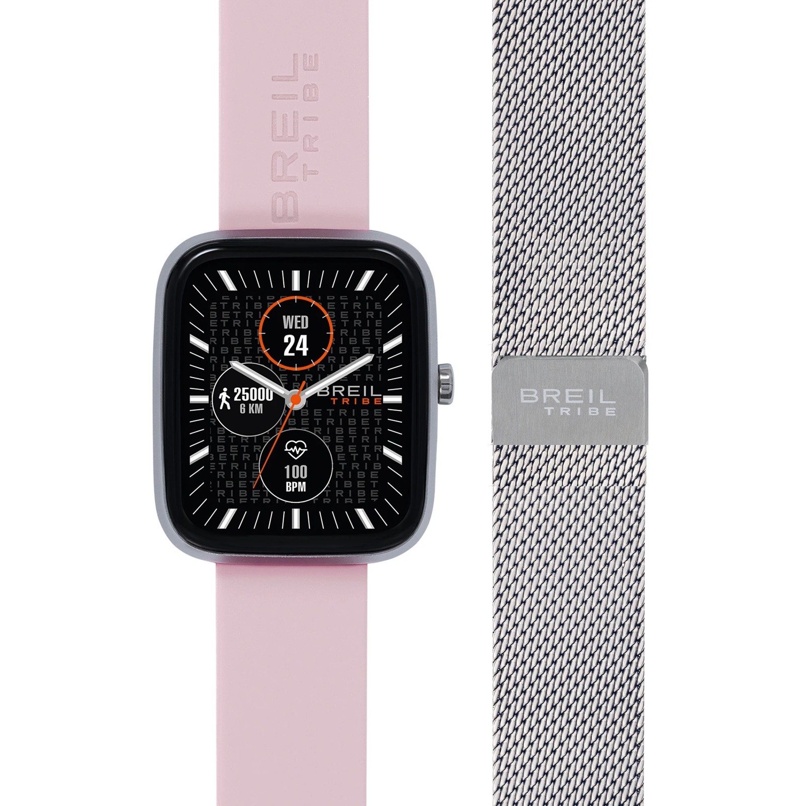 BREIL TRIBE SBT-3 EW0748 Pink Silicone Steel Mesh GPS Sport Smartwatch