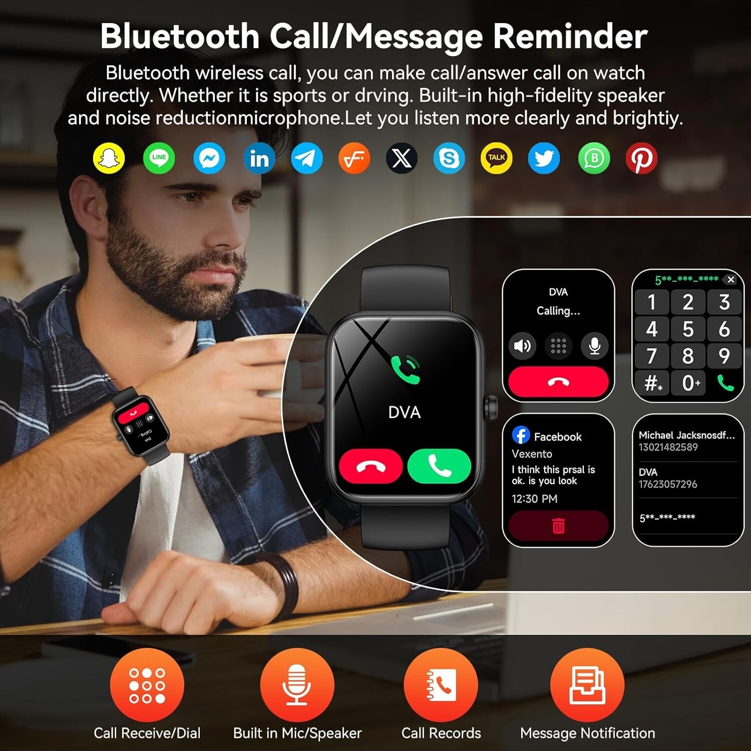 Smart Watch Alexa Built-in‌ 1.83” Touchscreen IP68 Fitness Tracker Heart Rate