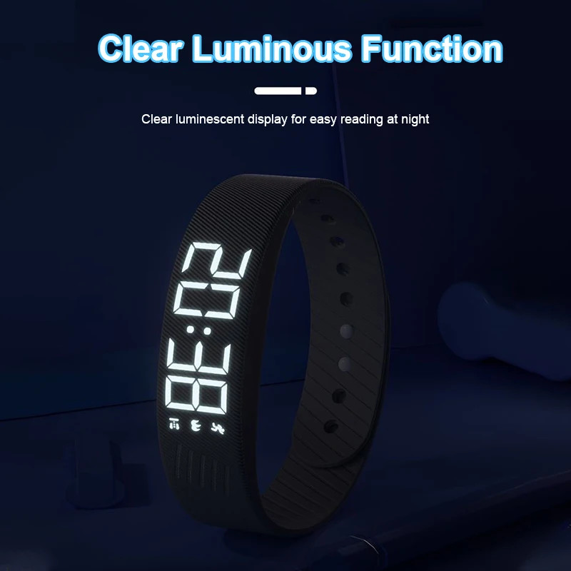 Running Pedometer Alarm Clock Watch Snooze Proof Adjustable Bracelet