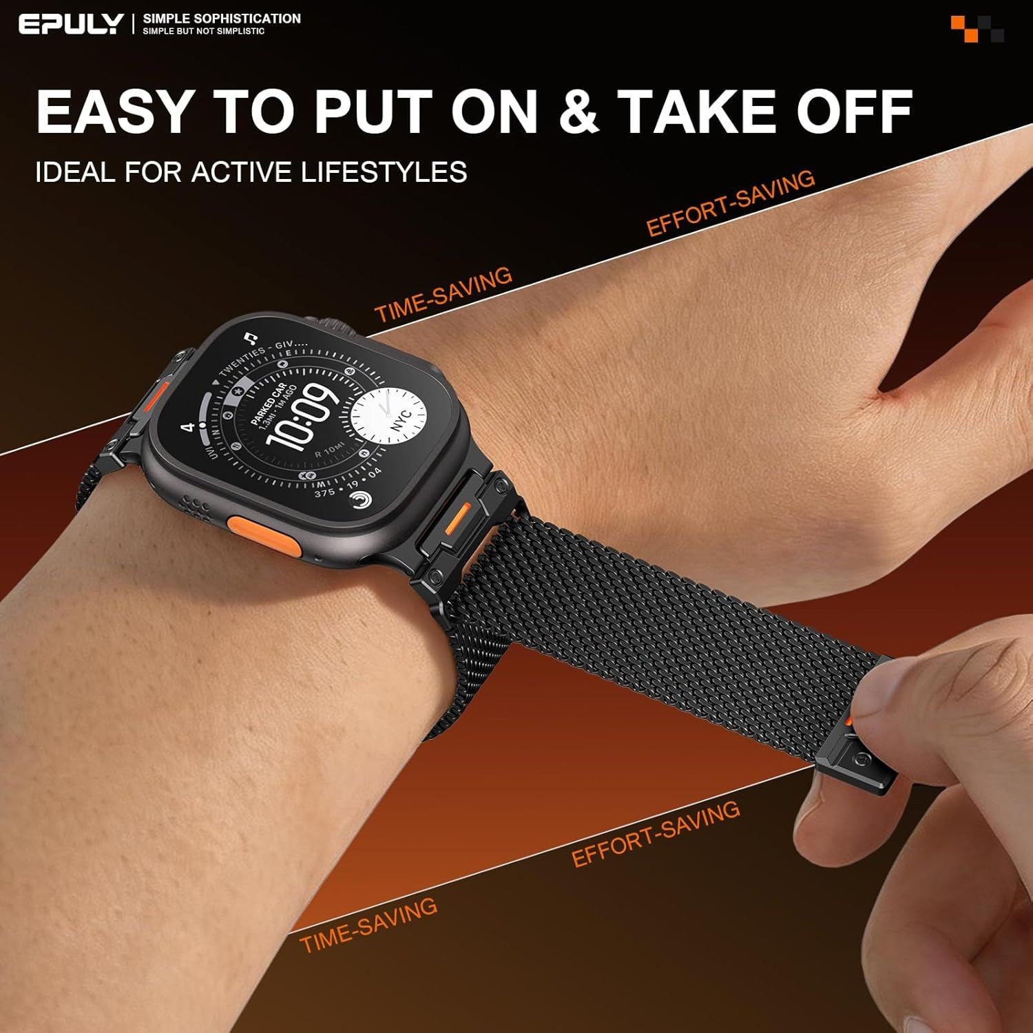 Business & Sport Metal Mesh Loop Strap for Apple Watch Ultra 49mm Compatible