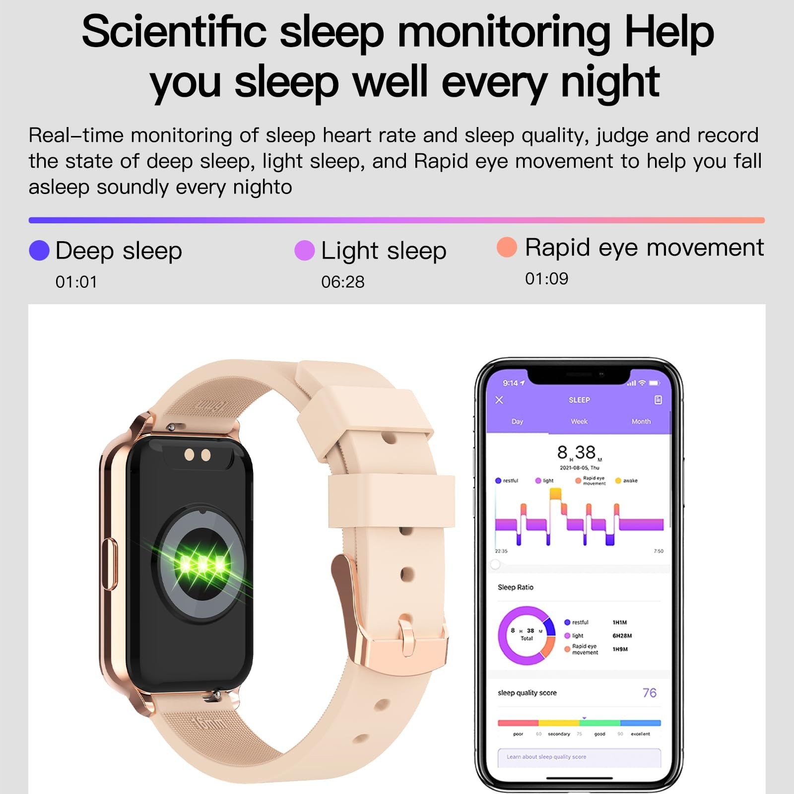Smart Watch Fitness Tracker Make/Answer Calls for Women Men with Heart Rate B…