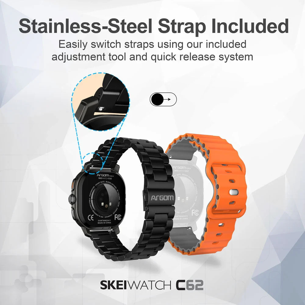 ⌚ ArgomTech SkeiWatch C62 AMOLED Smartwatch BT Call AI GPS Fitness