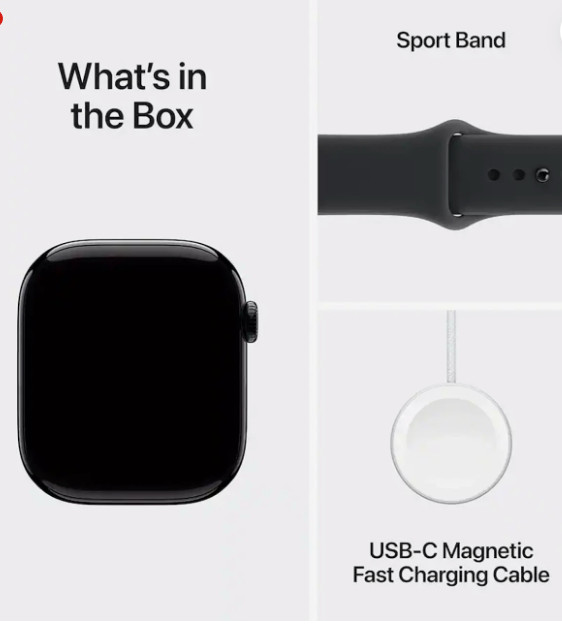 Apple Watch Series 11 46mm GPS Jet Black Case w Black Sport Band M/L MEUX4LW/A