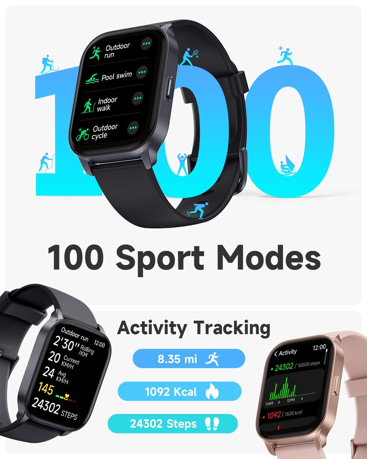 TOOBUR Smart Watch for Men Women, Smartwatch Compatible Android and iOS Phone…
