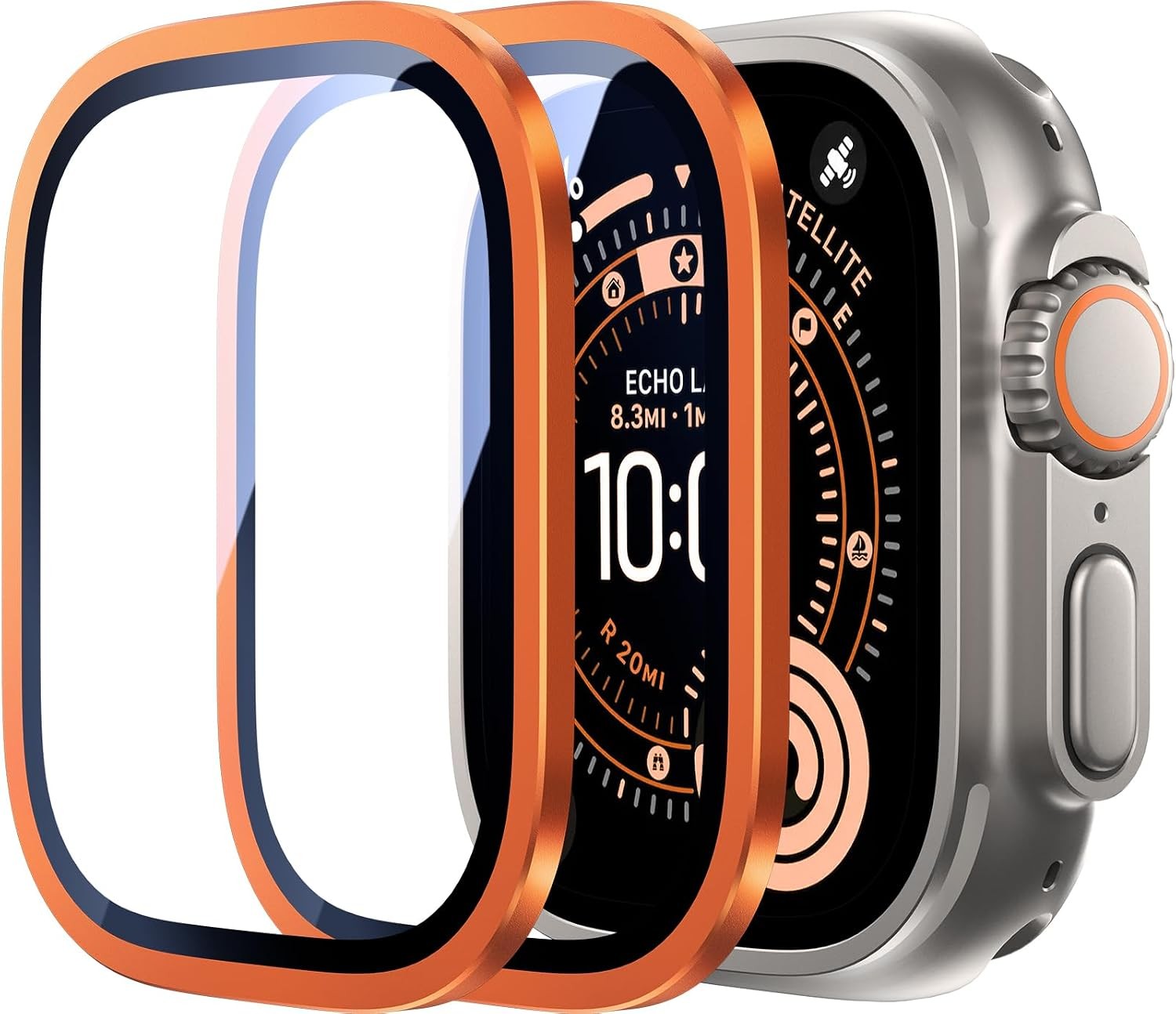2 Pack Screen Protector for Apple Watch Ultra 49mm Titanium Alloy Frame 9H Glass