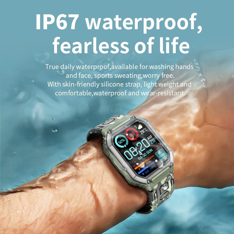 🔥Military Smart Watch for Men(Call Receive/Dial)Rugged Tactical Fitness Tracker