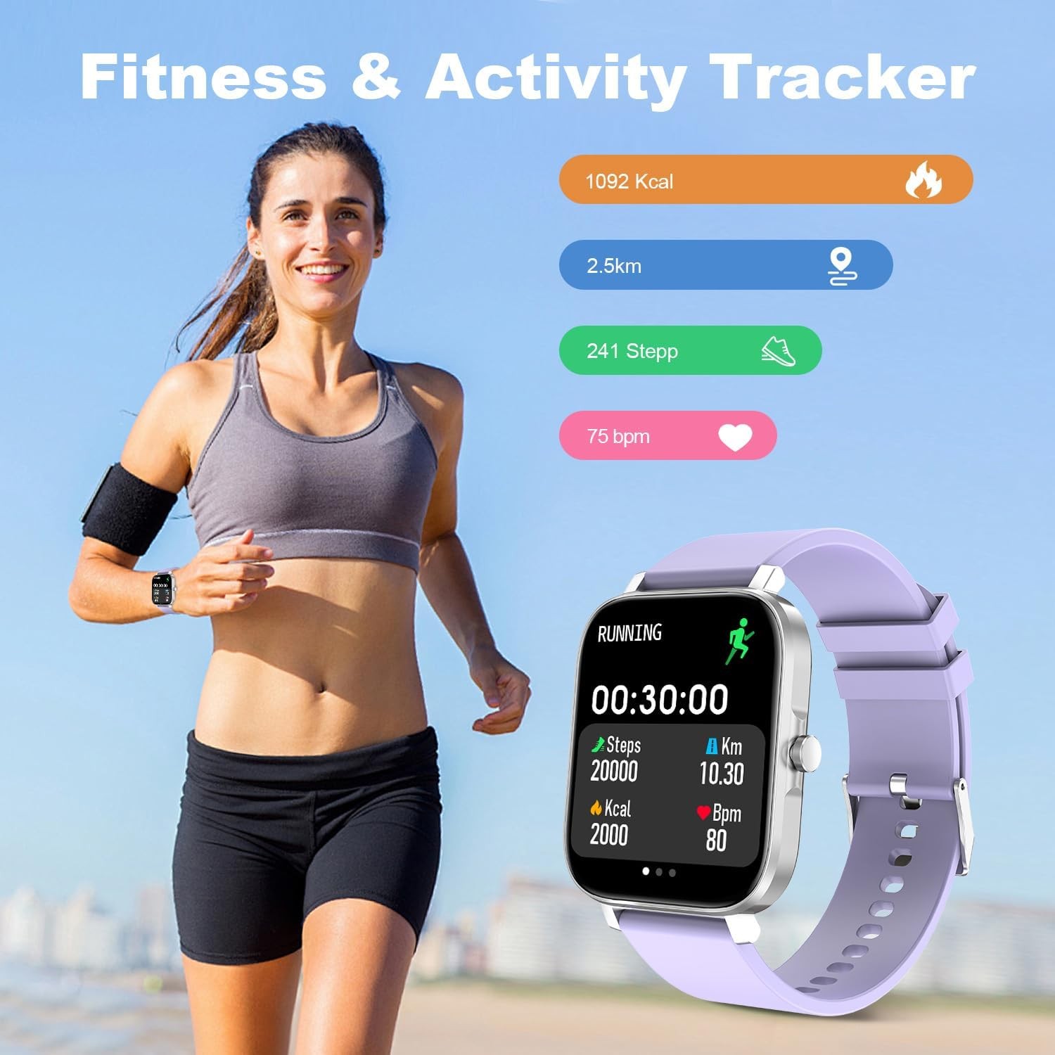 Smart Fitness Tracker Watch Heart Rate Sleep Steps Waterproof Men Women Sport XL