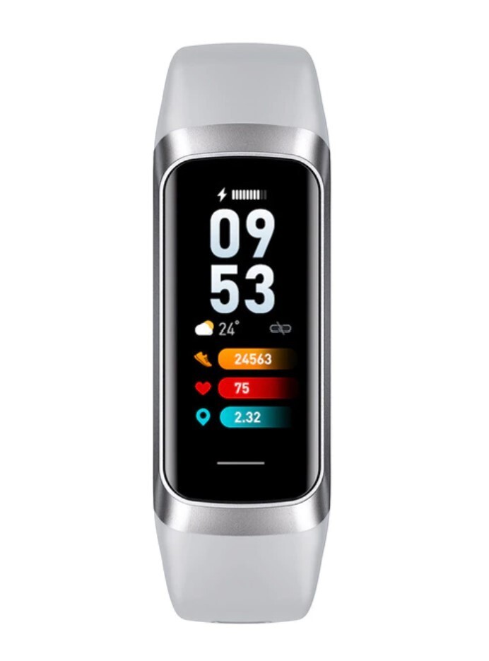 Smart Watch Sports Fitness Android or iOS, Silver Case, Gray Band GS New