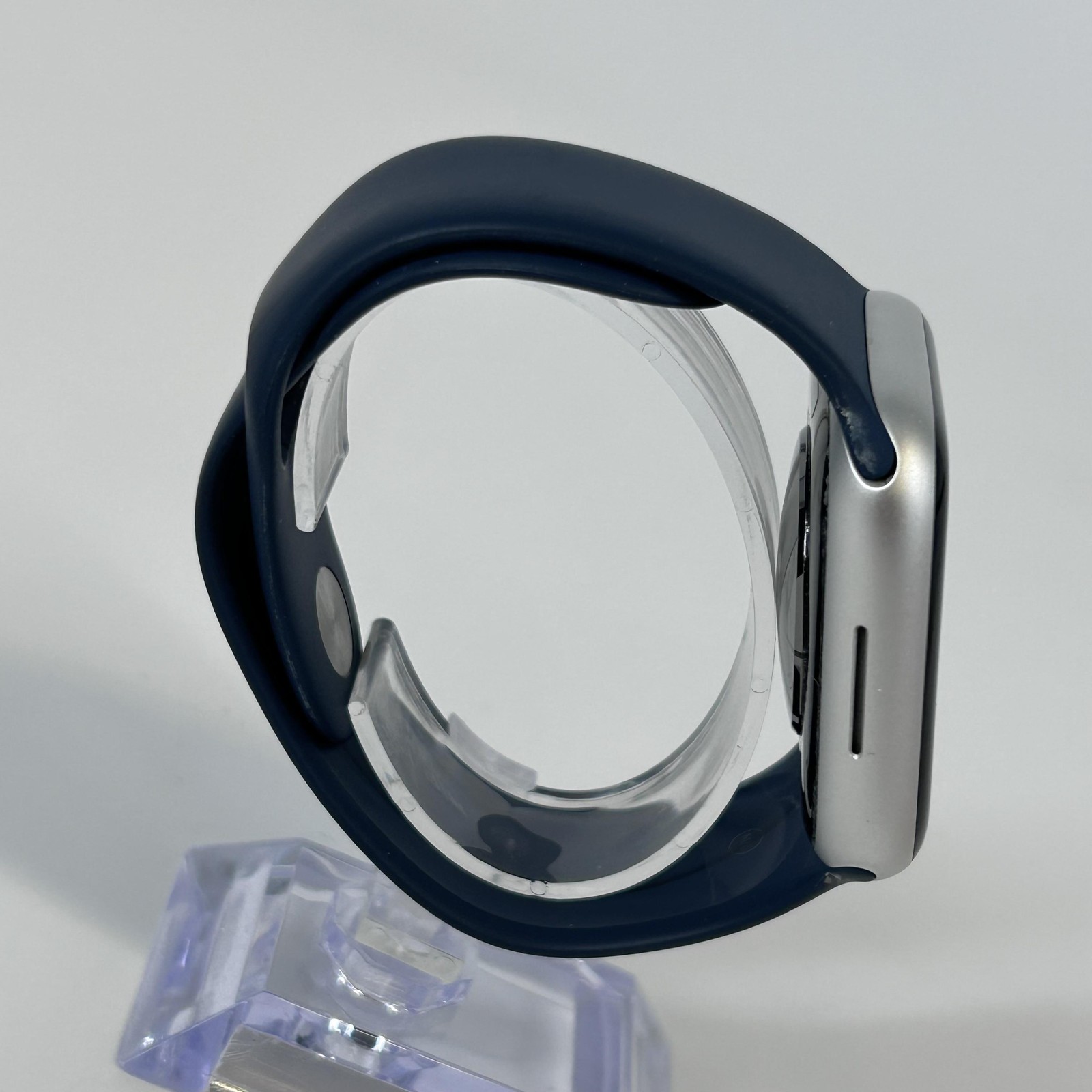 Apple Watch (Series 9) 45mm Silver Aluminum (LTE) w/ Navy Blue Sport – Very Good