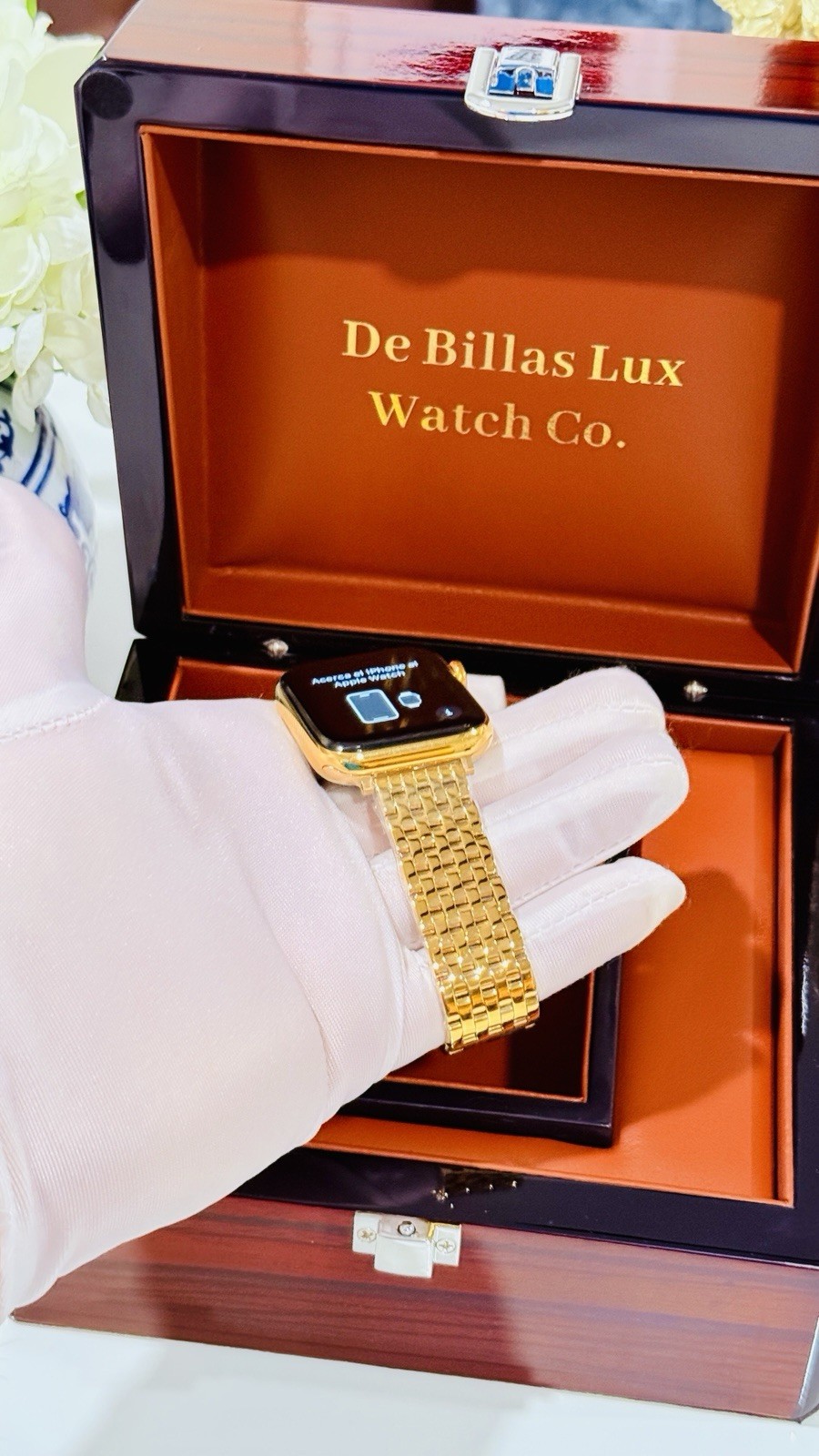 24K Gold Plated 45MM Apple Watch SERIES 9 With Gold Polished Shiny Band GPS LTE