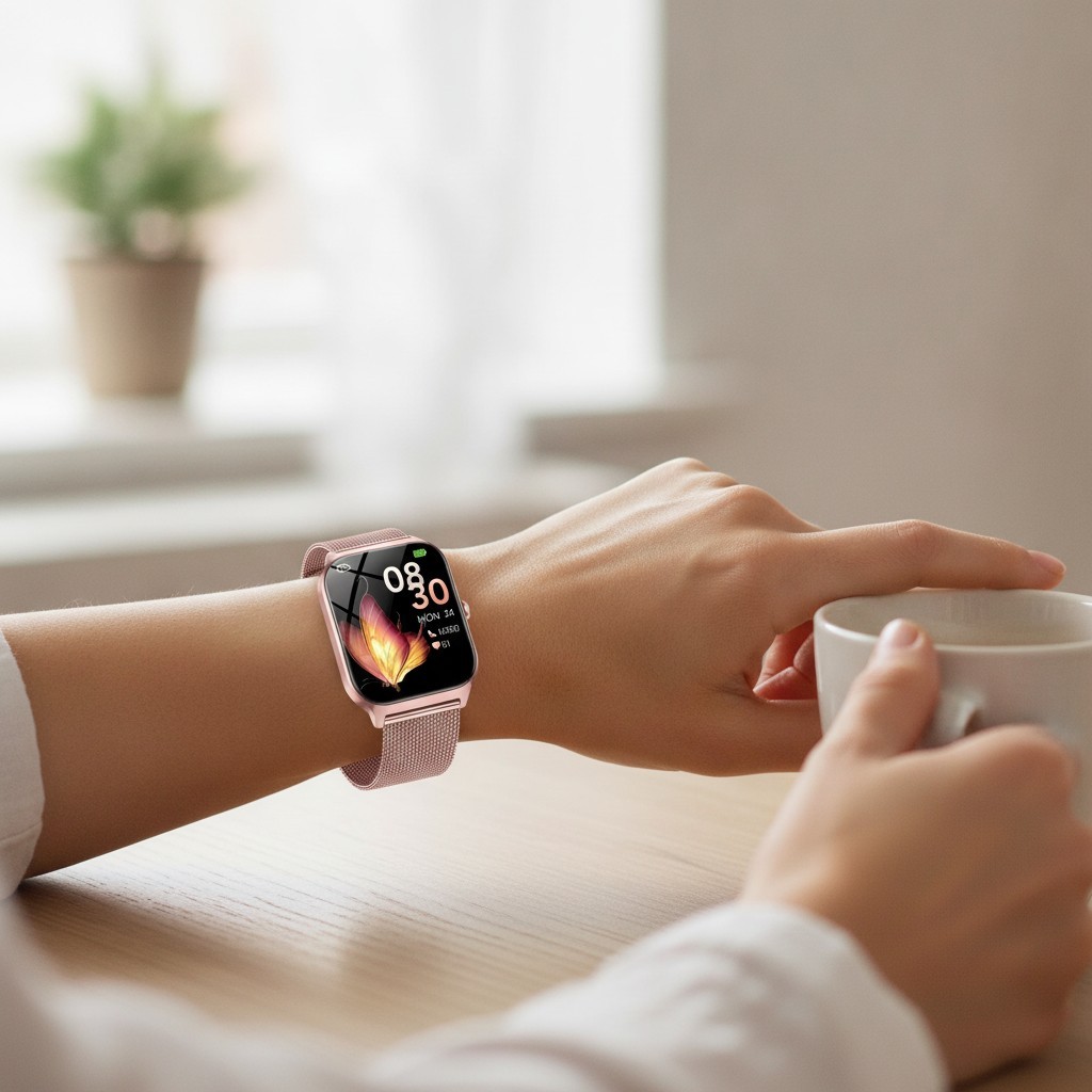 Elegant 1.85″ HD Smart Watch for Women – Fitness Tracker & AI Voice Control