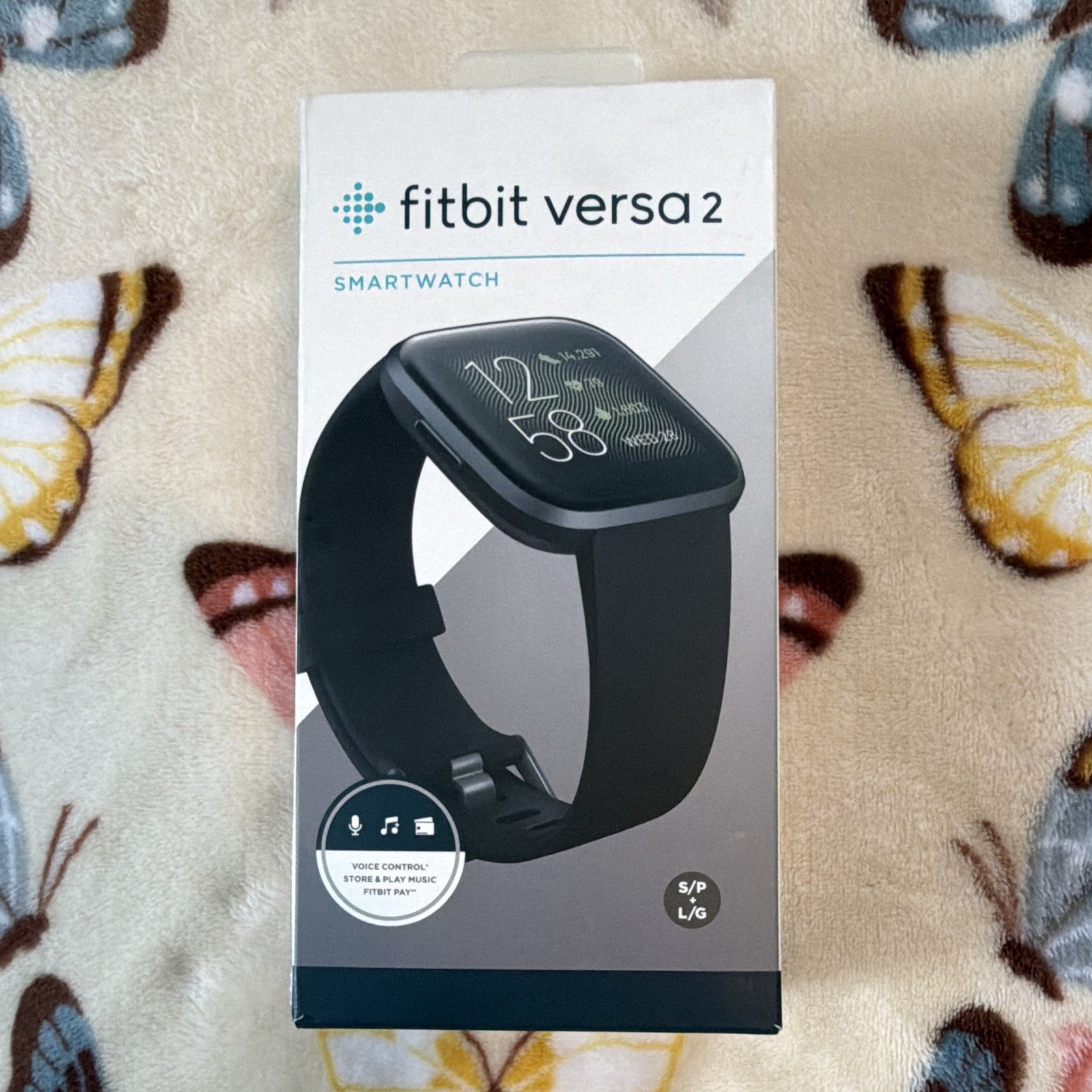 Fitbit Versa 2 40mm Black Aluminum Case Black Silicone Band Bluetooth 4GB