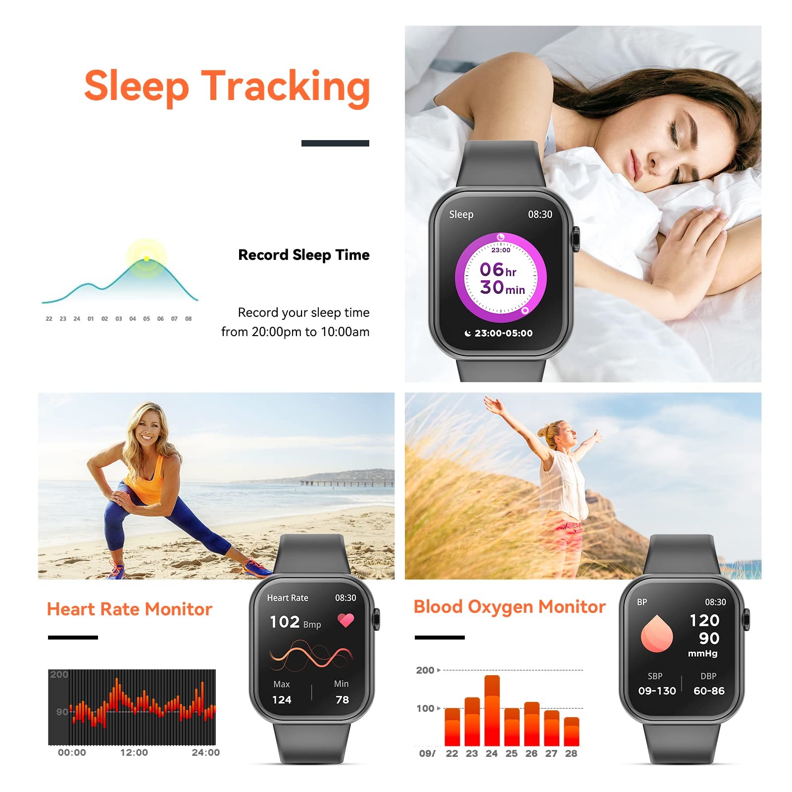 (Answer/Make ) 1.85inch Fitness Tracker, DIY Dials/Pedometer/Calories/Multipl…