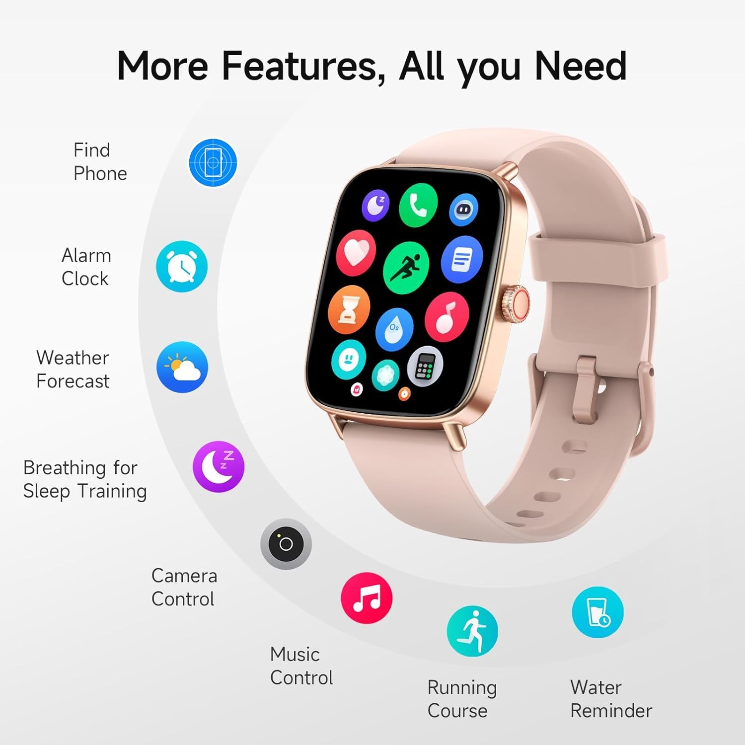 Stylish Smart Watch for Women, 1.85″ HD, Fitness Tracker, IP68 Waterproof