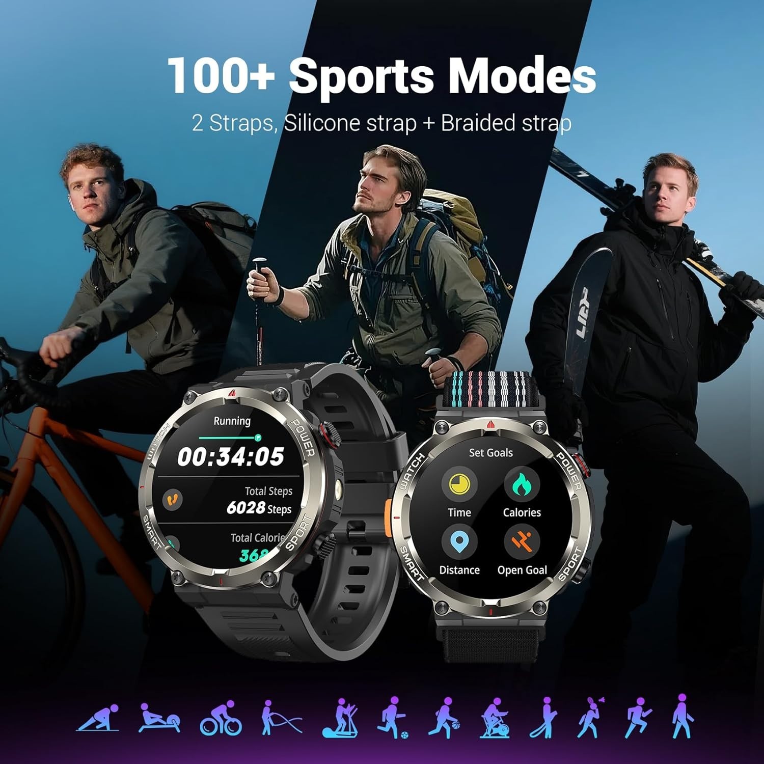 Reloj Inteligente Militar para Hombres (responder/hacer llamadas) Smart Watch