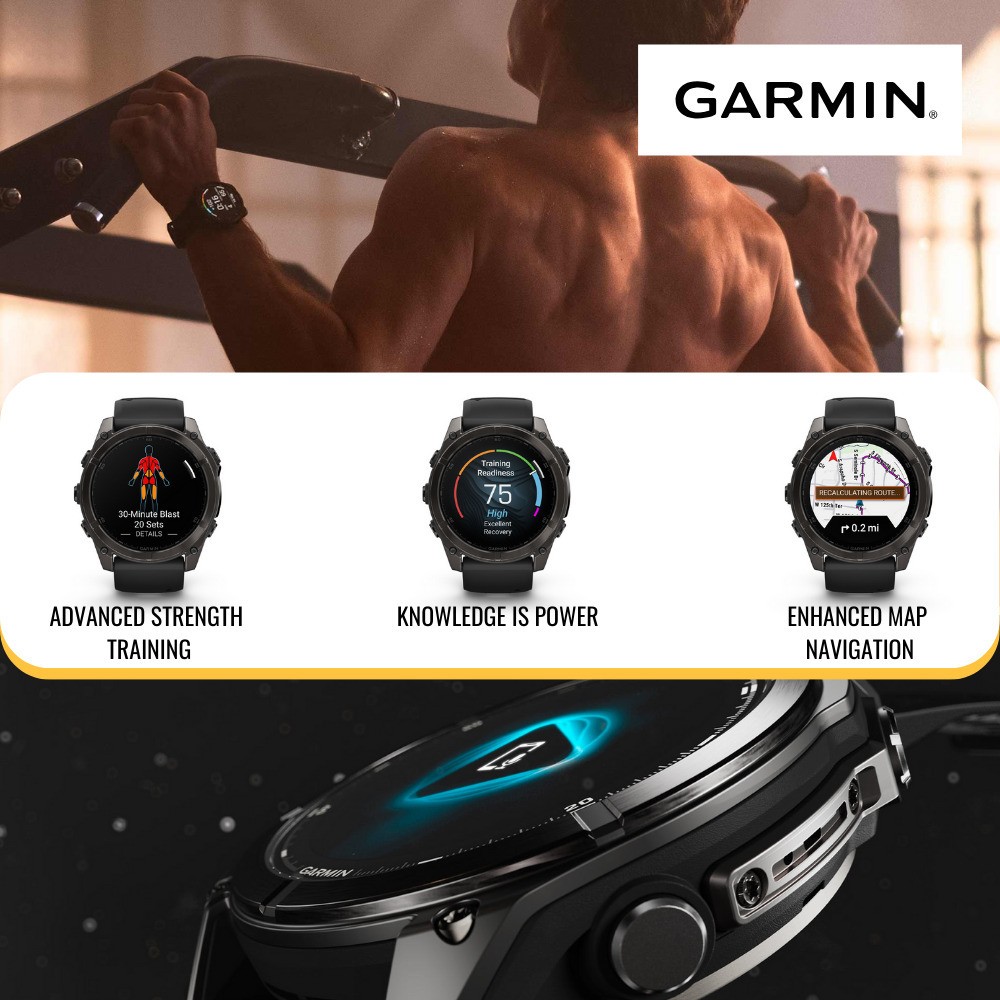 Garmin Fenix 8 AMOLED Sapphire 47mm GPS Black and Pebble Gray Smartwatch Bundle