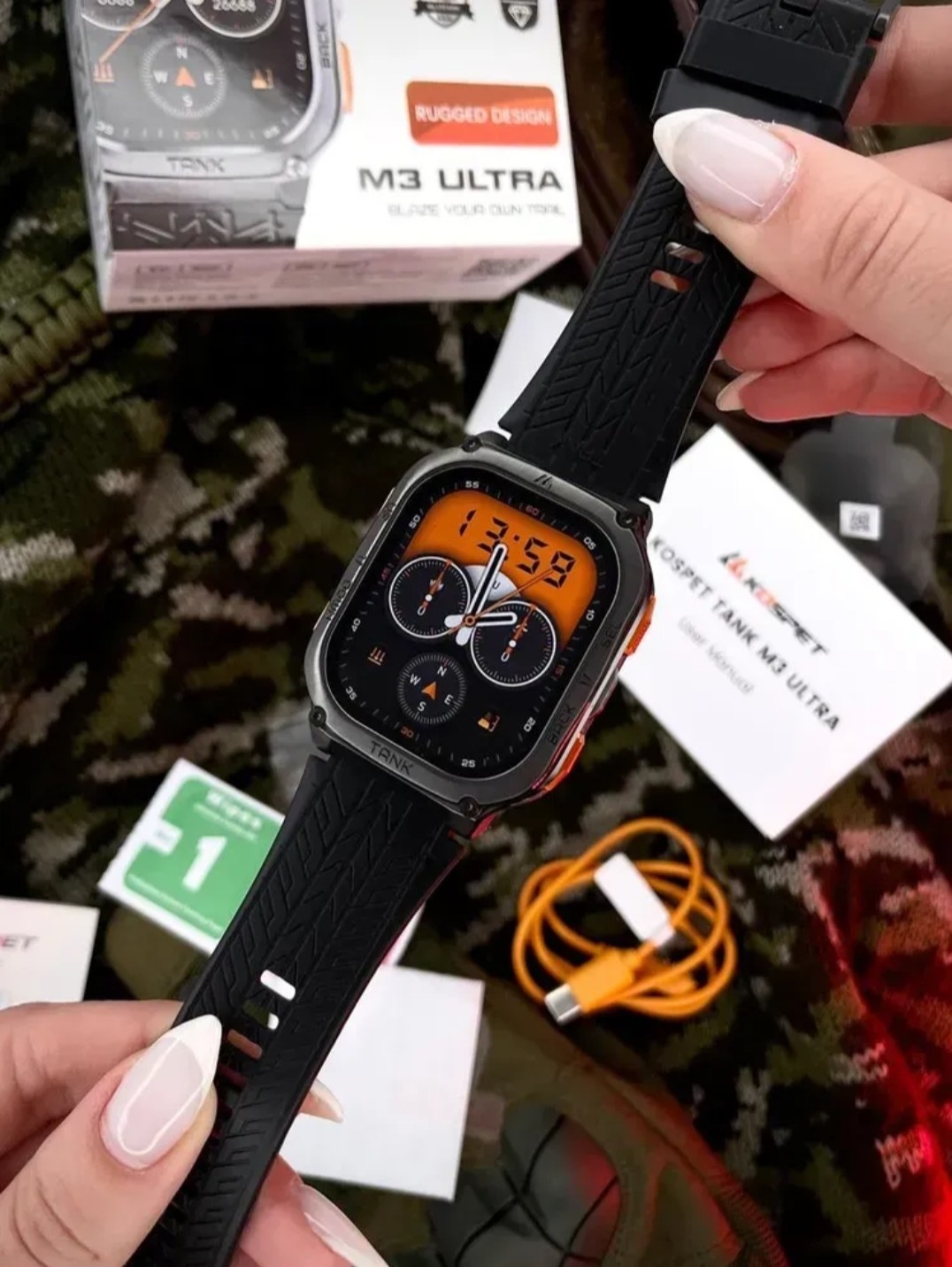 Kospet Tank M3 Ultra Black Rugged Waterproof Military Sport