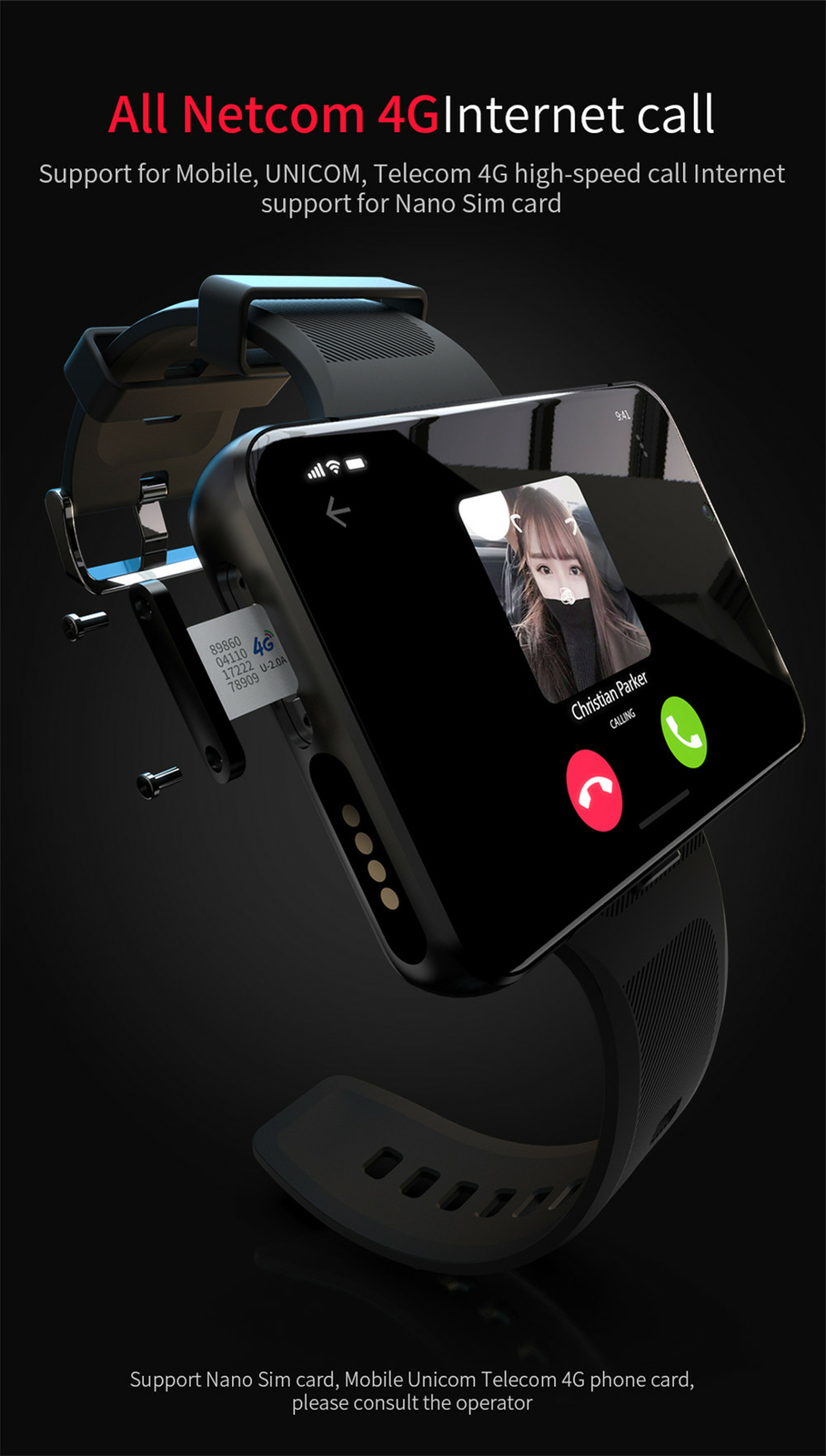 4G Smart Watch Dual Camera WiFi Unlocked Phone 4GB+64GB for Men Women Cellphones