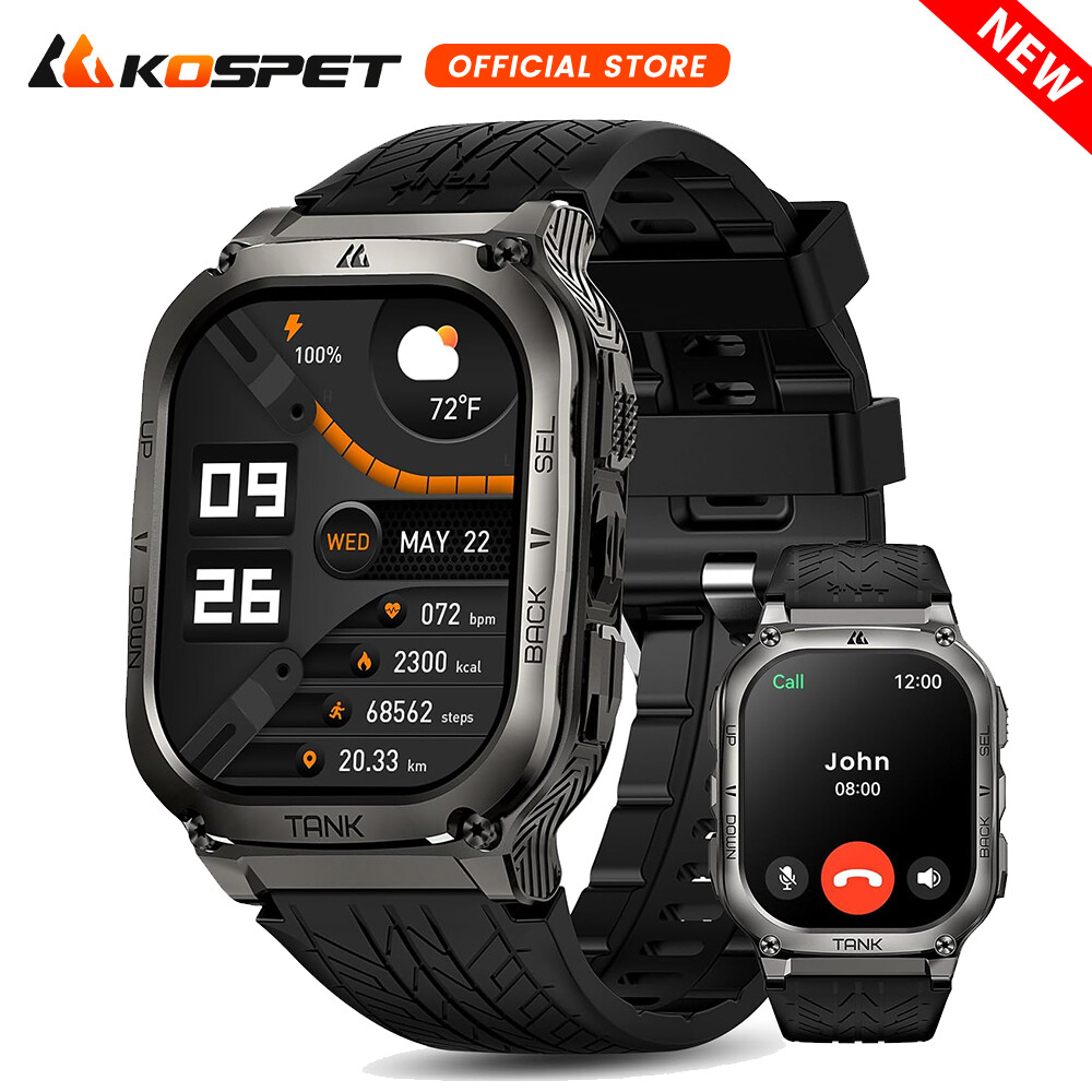 2024 KOSPET TANK M3 Smart Watch For Men 480mAh Long Battery 50M Waterproof AOD