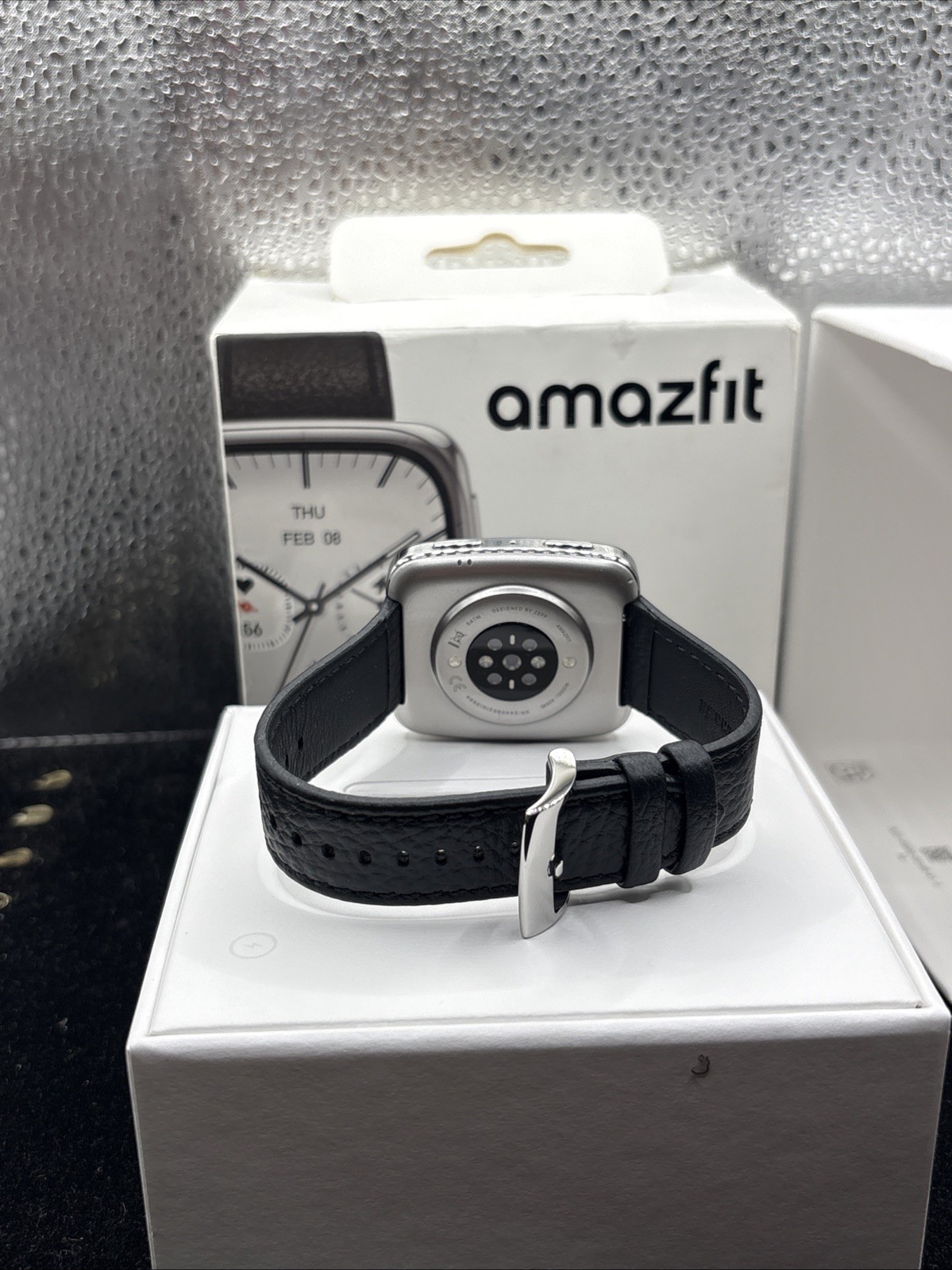# Amazfit Active 2 Premium Smart Watch (Square) 10 Day Battery, Black Leather