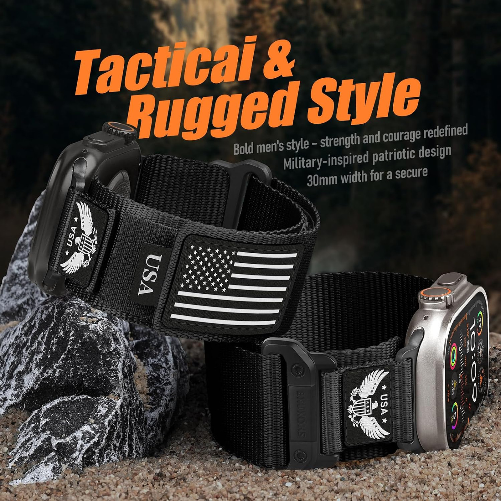 Rugged Nylon Watch Band for Apple Watch Ultra Series 3 2 1 49mm 45mm 44mm 42mm