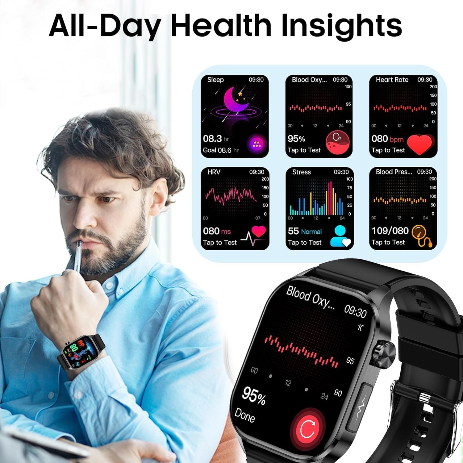 Advanced Health Smartwatch for Women Men with Real-Time Monitoring of Heart R…