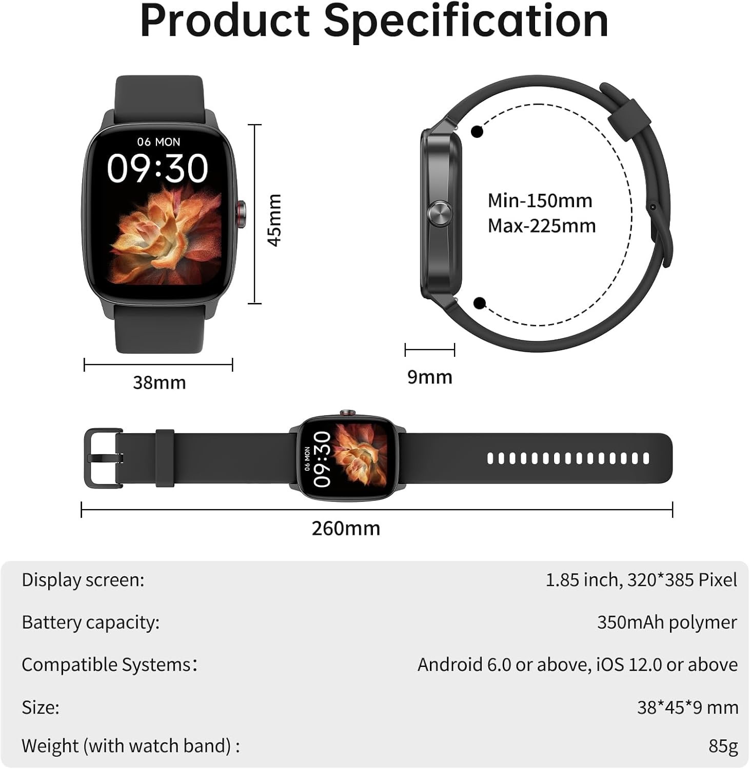 Smart Watches for Women Men with Bluetooth Call & AI Voice, 1.85″ HD Fitness