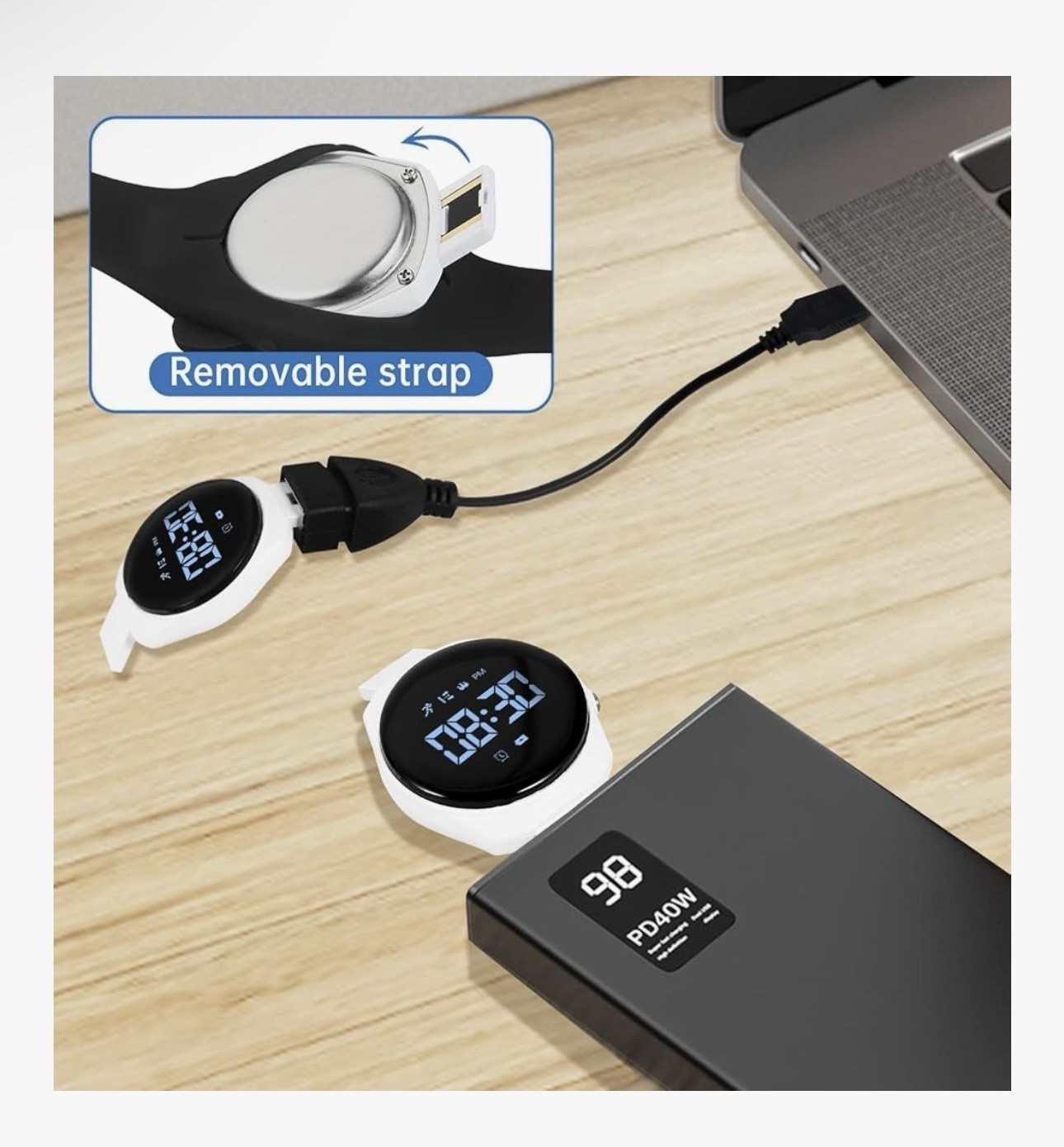 Kids Black Blue Cat Ear Smart Watch 50M Waterproof Pedometer USB Charging NEW