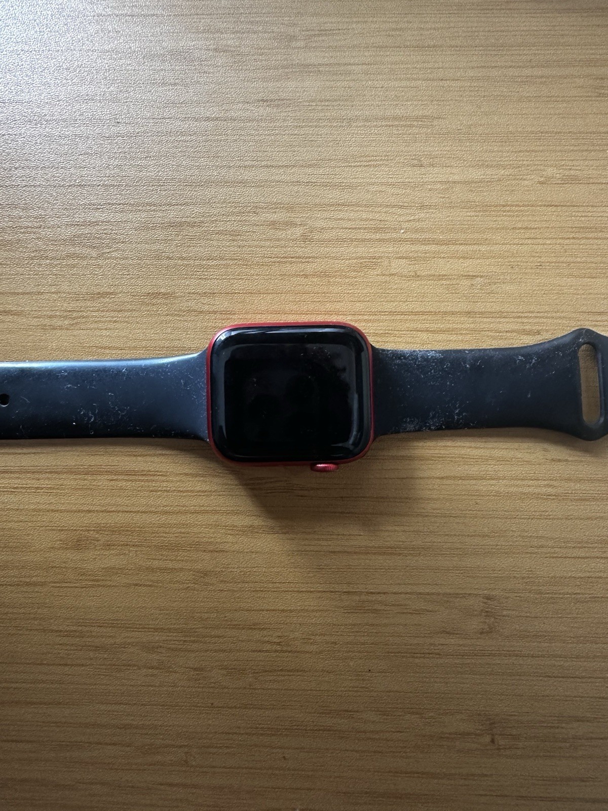 Apple Watch 40mm Red Aluminum Case, Black Silicone Sport Band, Touch Screen